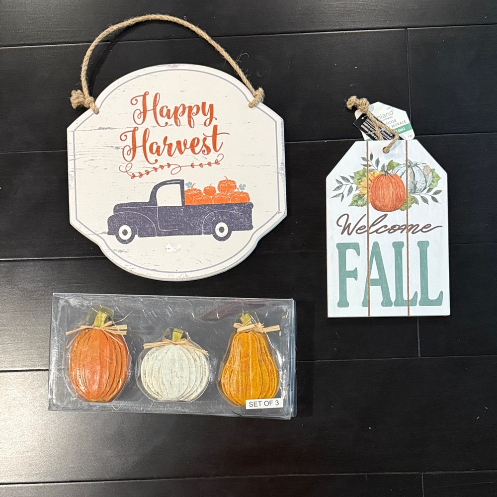 Fall signs and decorative pumpkins!